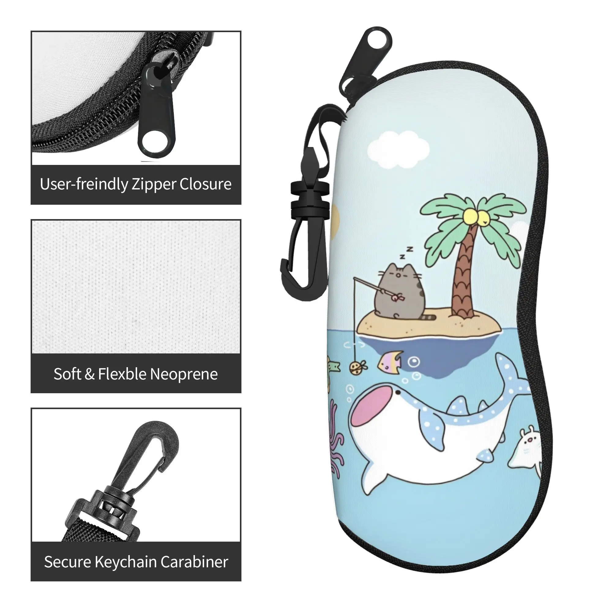 Funny P-Pusheencats Fishing Glasses Case Men Women Waterproof Zipper Kawaii Cute Reading Storage Box Charming Sunglasses Box