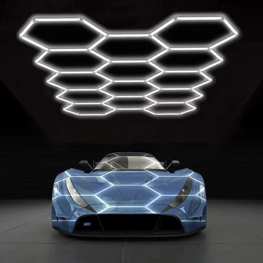 

Граничный/без рамки 14-луночный сотовый шестиугольный потолочный светодиодный светильник 6500K 110 В-240 В подходит для гаражей, мастерских 4S, тренажерных залов