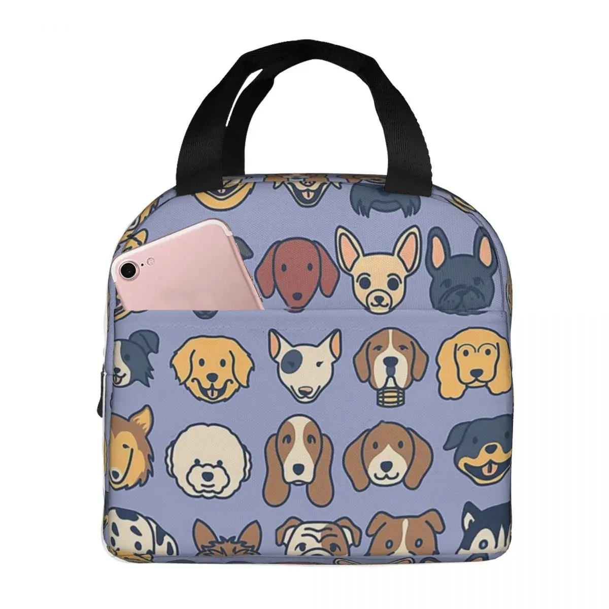 Lunch Bags for Women Kids Doggos Pug Insulated Cooler Bags Waterproof School Bulldog Dog Animals Canvas Lunch Box Bento Pouch