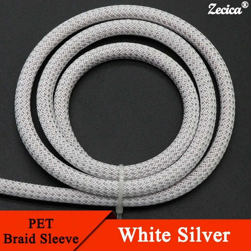 1/5/10M Wh-SR PET Braided Wire Sleeve 2 4 6 8 10 12 16 20 25mm Tight High Density Insulated Cable Protection Expandable Sheath
