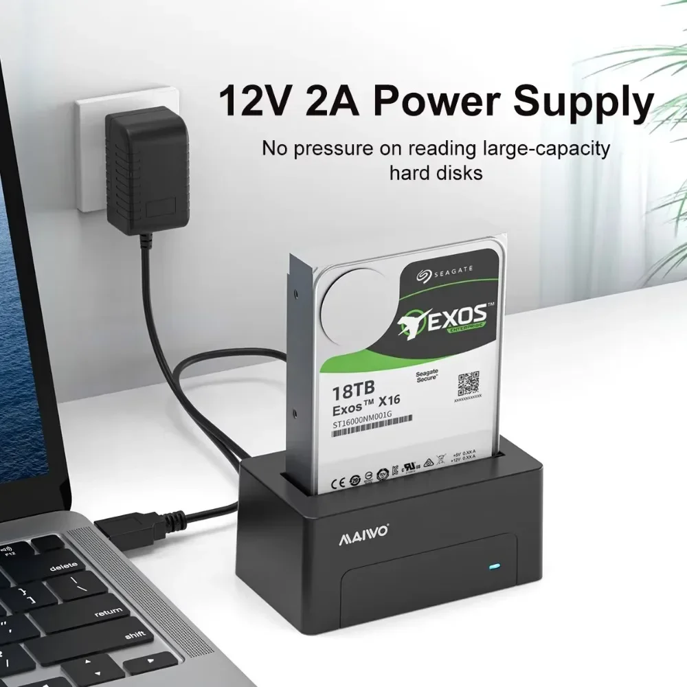 MAIWO SAS HDD กรณี Hard Drive Docking Station สําหรับ 2.5 "/3.5" HDD SSD Disk SATA USB 3.0 HDD Docking Station สนับสนุน 22TB