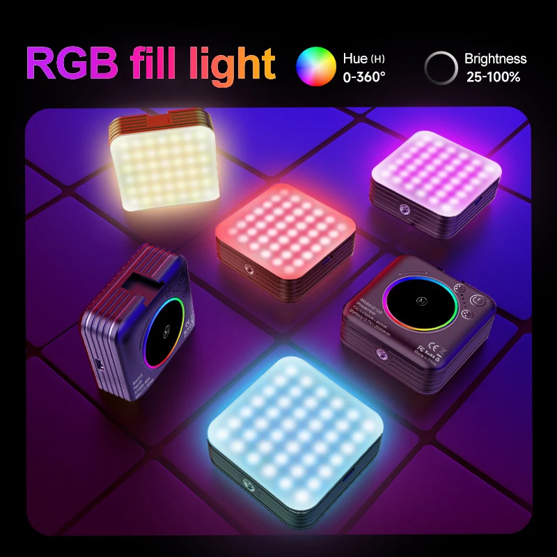 Mobile Phone Fill Light Travel Portable Camera Pocket  Light Full-color RGB Beauty Atmosphere Lamp Selfie Led Light Ring Makeup