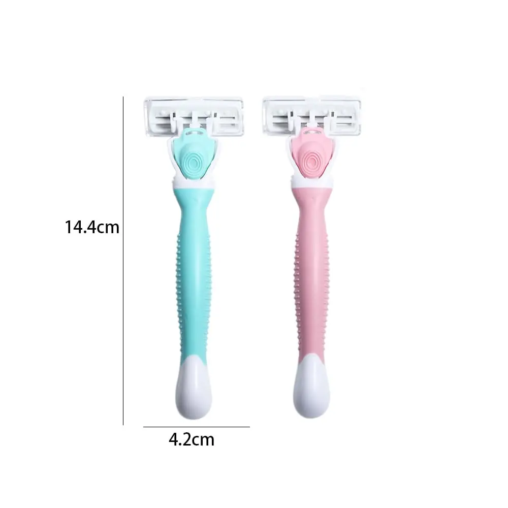 Hair Removal Shaver Holder with Stainless Steel Blades Manual Underarm Shaver Hair Trimming Anti Slip Handle H