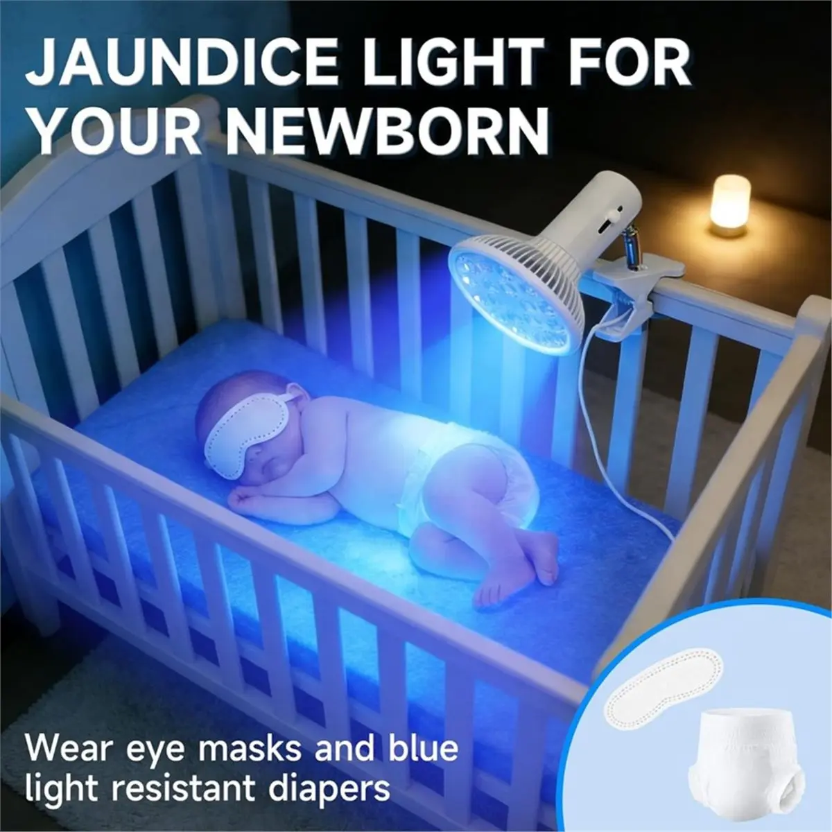 [HIHI] Jaundice Light Therapy Newborn, Bilirubin Light Lamp 460nm Neonatal Baby Jaundice Treat Blue Ray Light US Plug