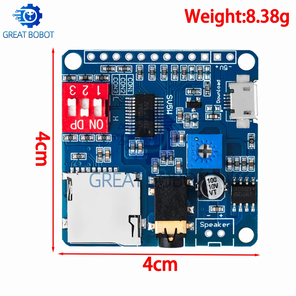 BS For Arduino 5W Voice Playback Amplifier Module MP3 Music Player SD/TF Card Integrated UART I/O Trigger Class D