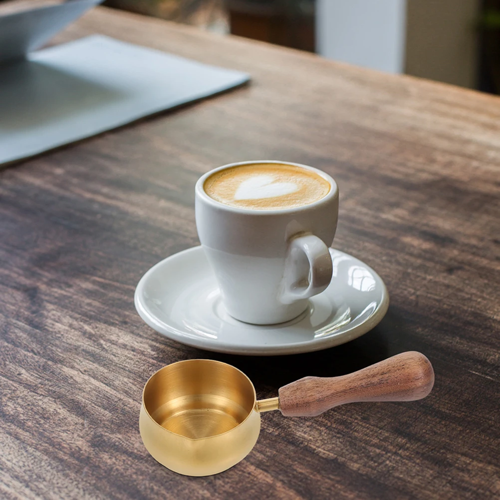 

Stainless Steel Extraction Cup Wooden H Espresso Cups Pour Spout Milk Frothing Mixing Coffee Shot Glasses Stainless Steel