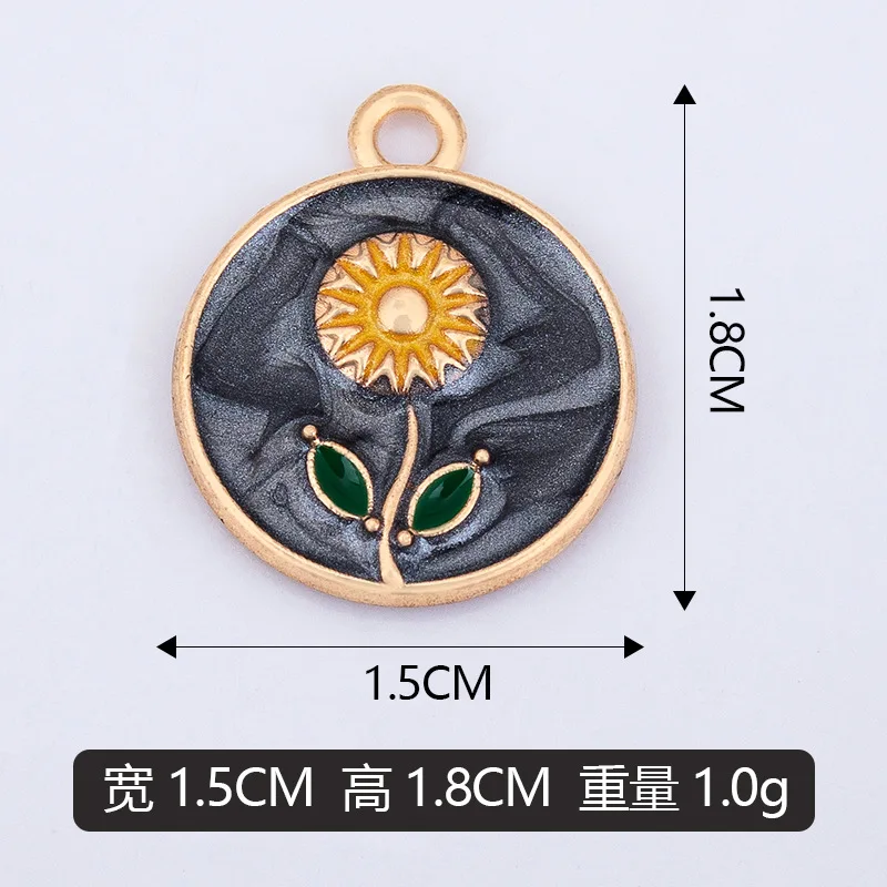 5Pcs Drops of Oil Cute KC Gold Sunflower Necklace Bracelet Pendant Accessories Direct Factory Sale Mixed Wholesale Available