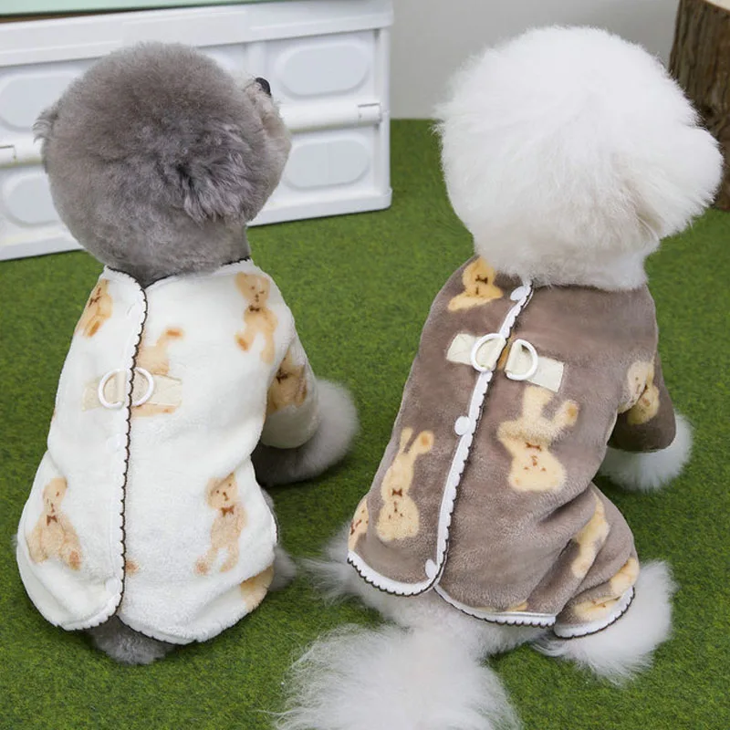 

Warm Dog Clothes Winter Fleece Dog Costume Button Overalls Pajamas For Small Dogs Chiwawa Yorkie Pet Jumpsuit Bodysuit Romper XS