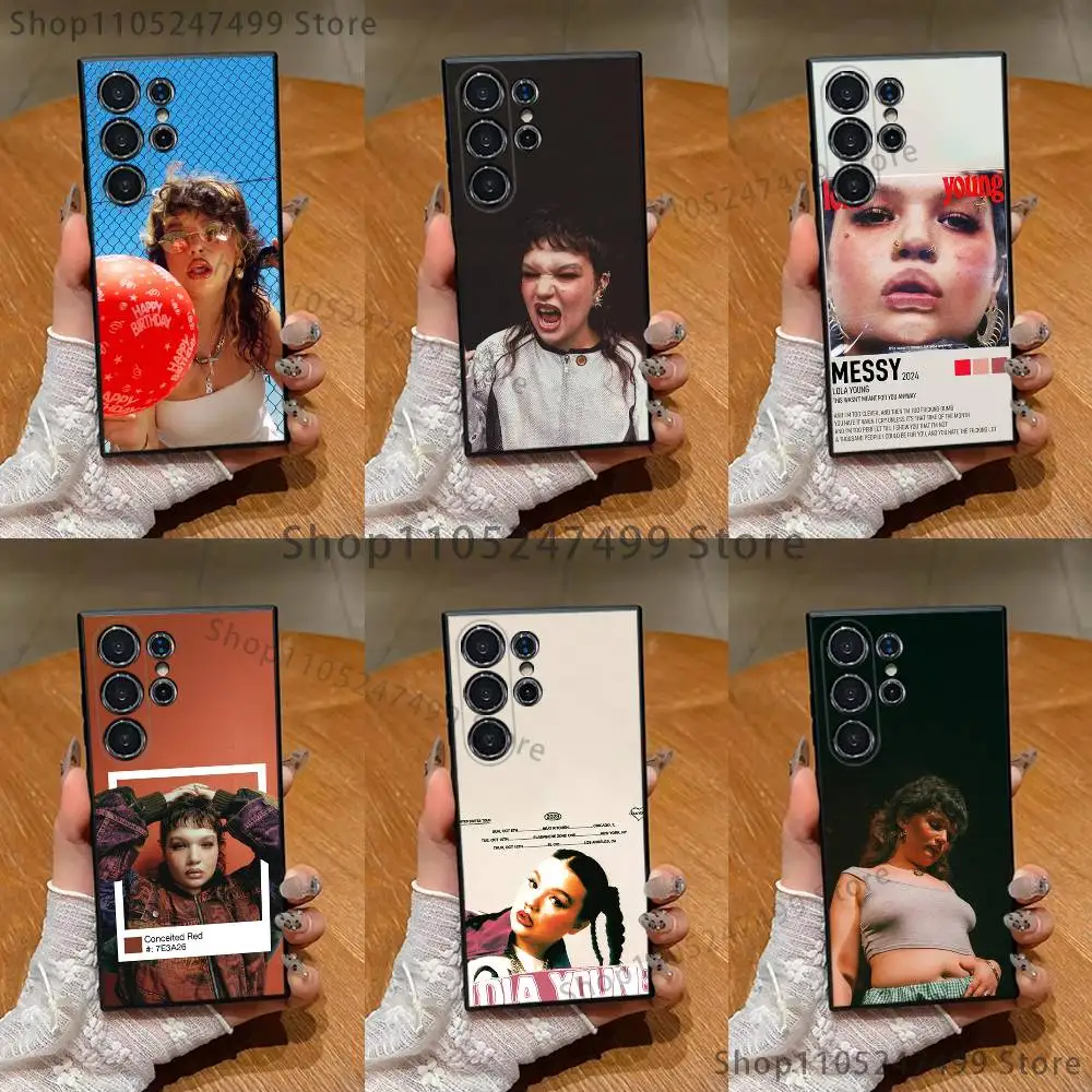 

L-Lola Young Messy Phone Case For Samsung S25,S24 Ultra,S20,S30 plus,S22 plus,S23,S30 Ultra 5G Silicone Black Shell