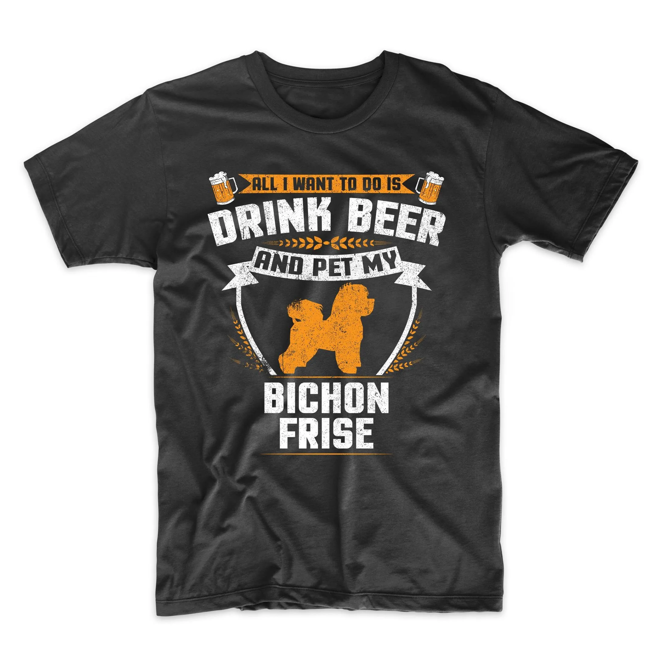 Camiseta Bichon Frise todo lo que quiero hacer es beber cerveza y mascotas, mi divertido propietario de perro