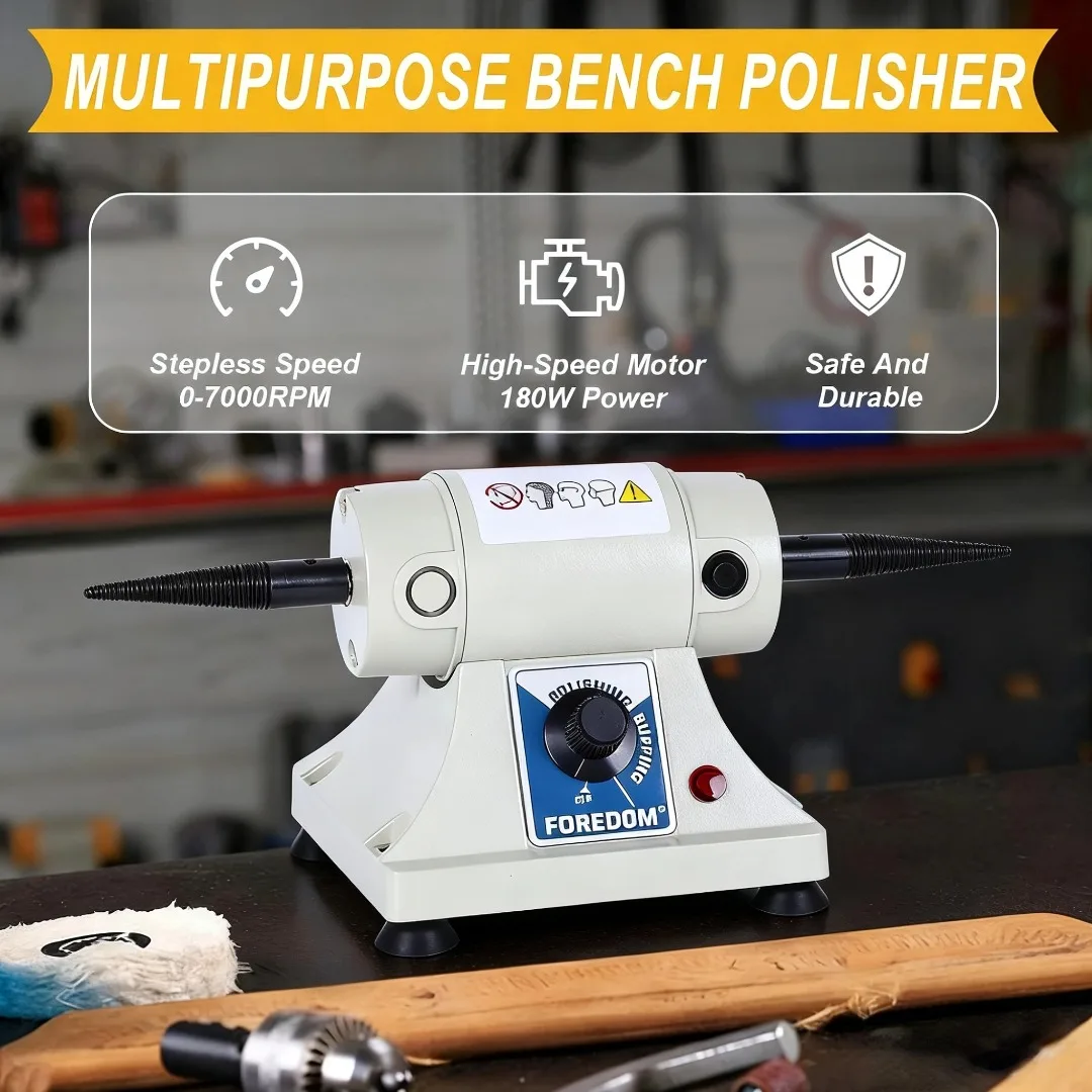 

DM-3 Double-Head Bench Lathe Grinder 180W 7000RPM Adjustable Speed Jewelry Polisher for Metal/Jade Polishing (Only Motor)