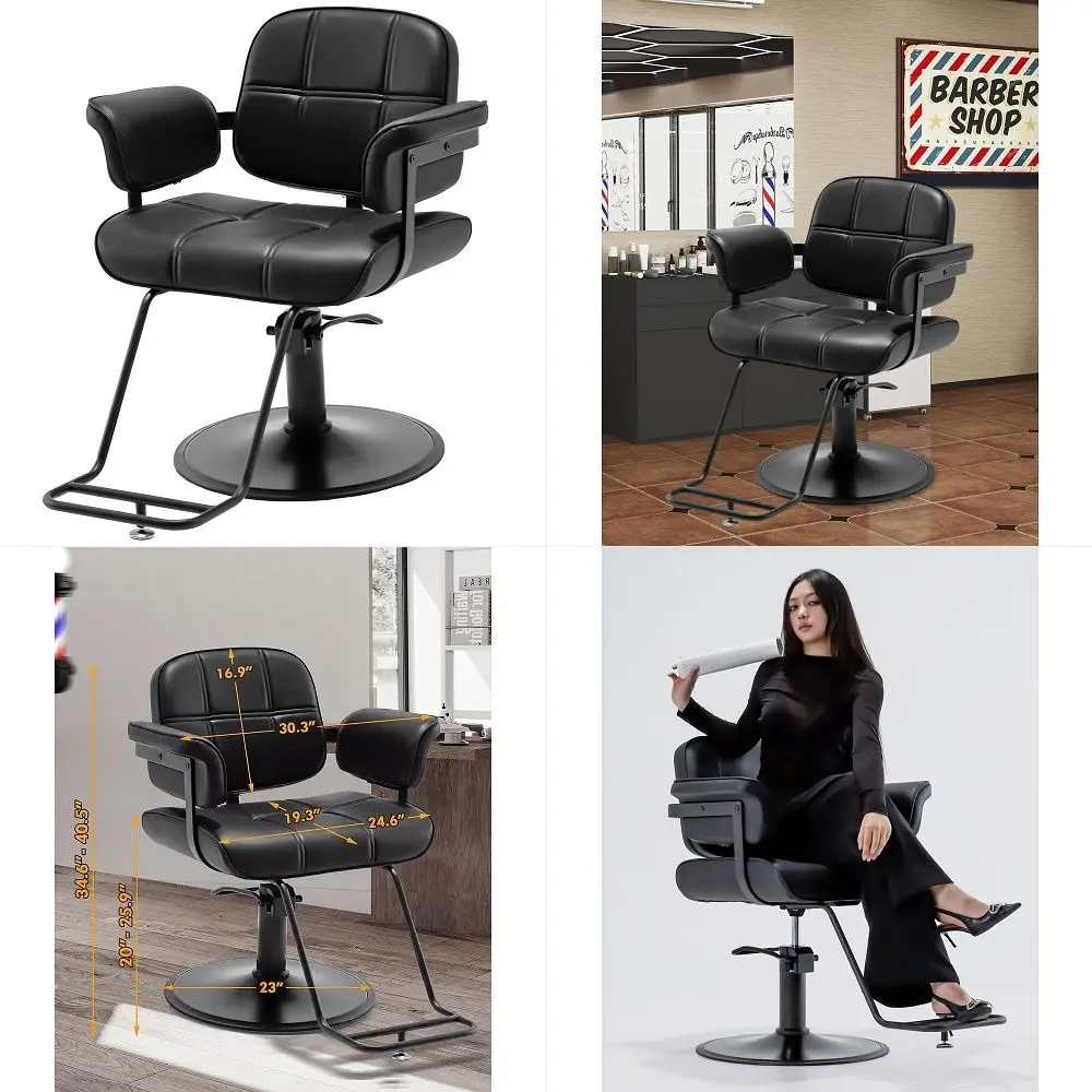 

Salon Chair, Extra Wide Hair Styling Chair with Heavy Duty Hydraulic Pump, 360 Swivel Height Adjustable Braiding Design, Luxury