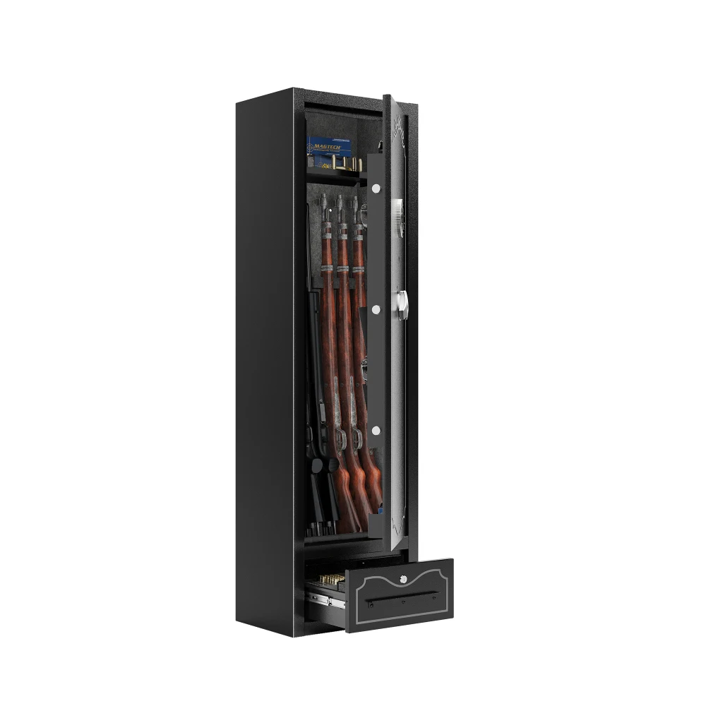8-Gun Rifle Safe: Holds Rifles/Pistols/Shotguns, Digital Lock, Removable Shelf, Scoped Rack & Drawer