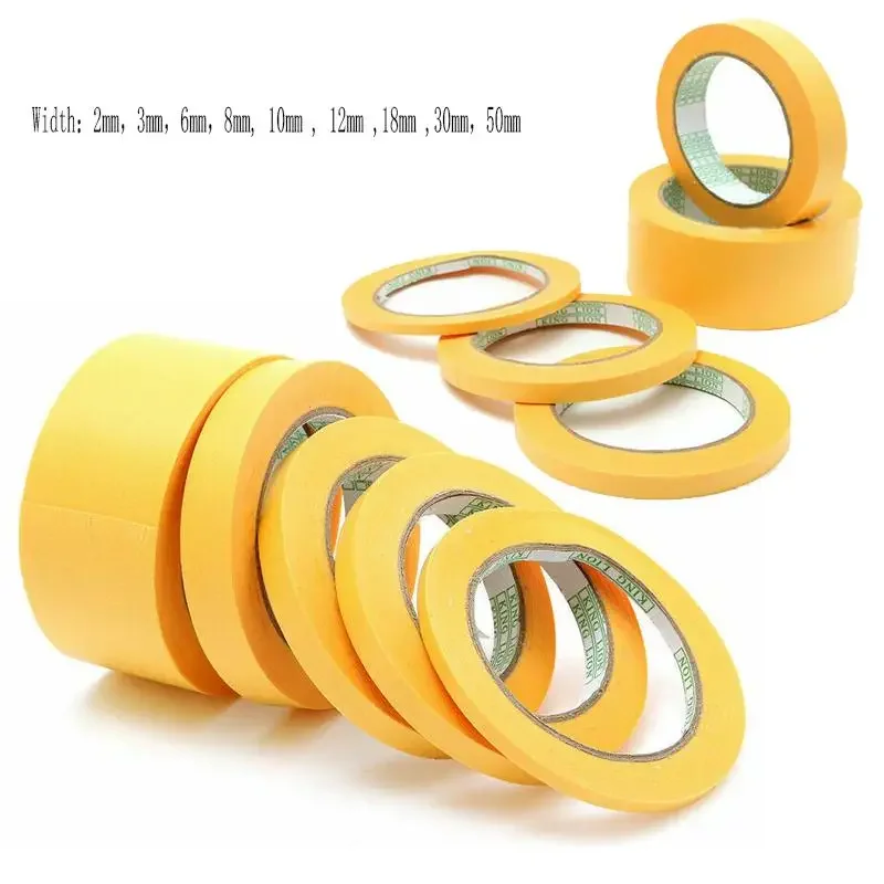 

8mm X 18m Yellow Automotive Masking Tape Crepe Paper Residue-Free Easy Tear for Car Paint Spray Car Accessories