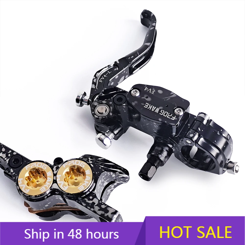 

YTYIN 4 Piston Hydraulic Disc Brake Caliper Aluminum Alloy with Cooling Fins Enhanced Braking Power and Heat Dissipation for Bik