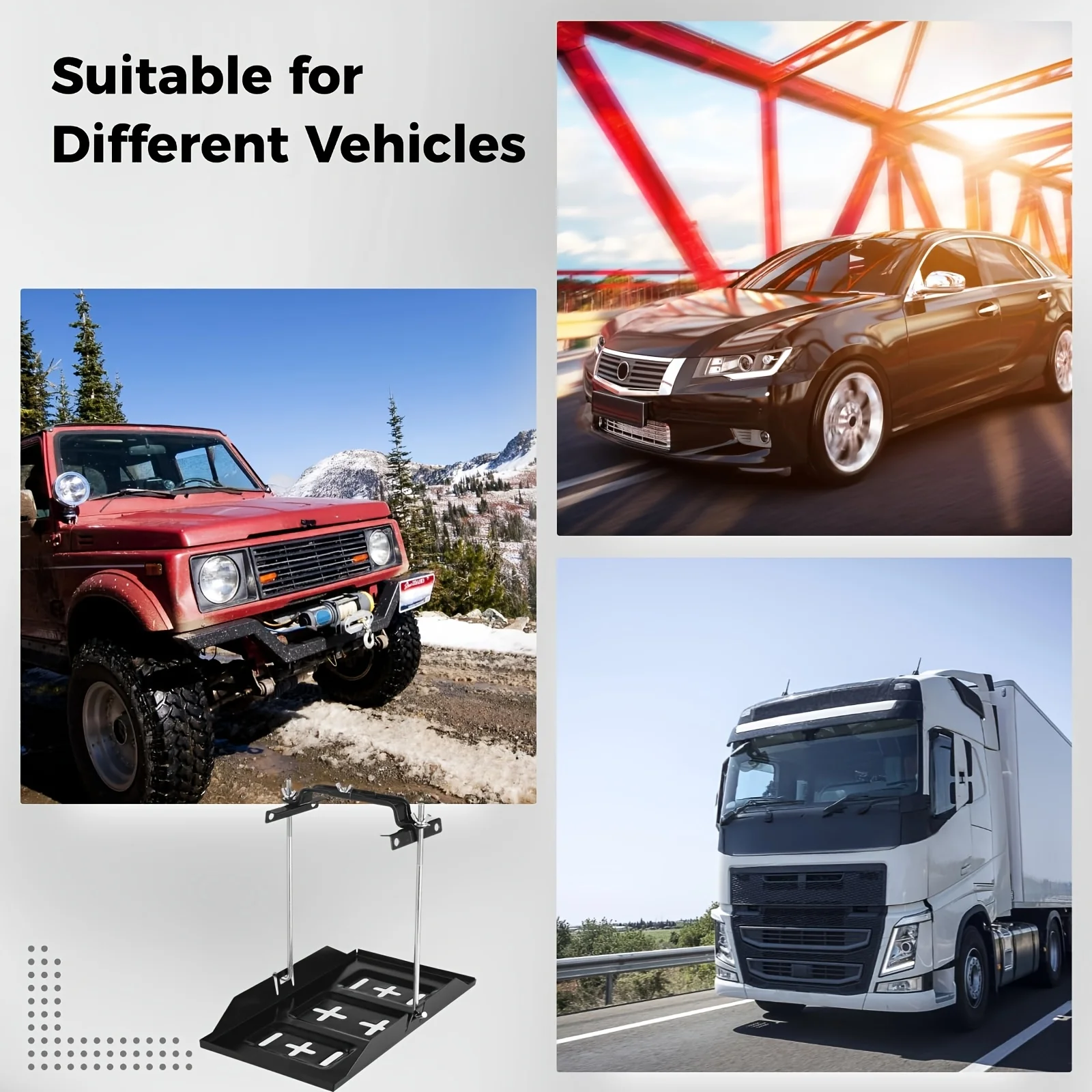 Universal Car Battery Hold down Clamp Kit Heavy Duty Adjustable Metal Bracket with Wing Nuts Battery Stabilizer Auto Hardware view 6