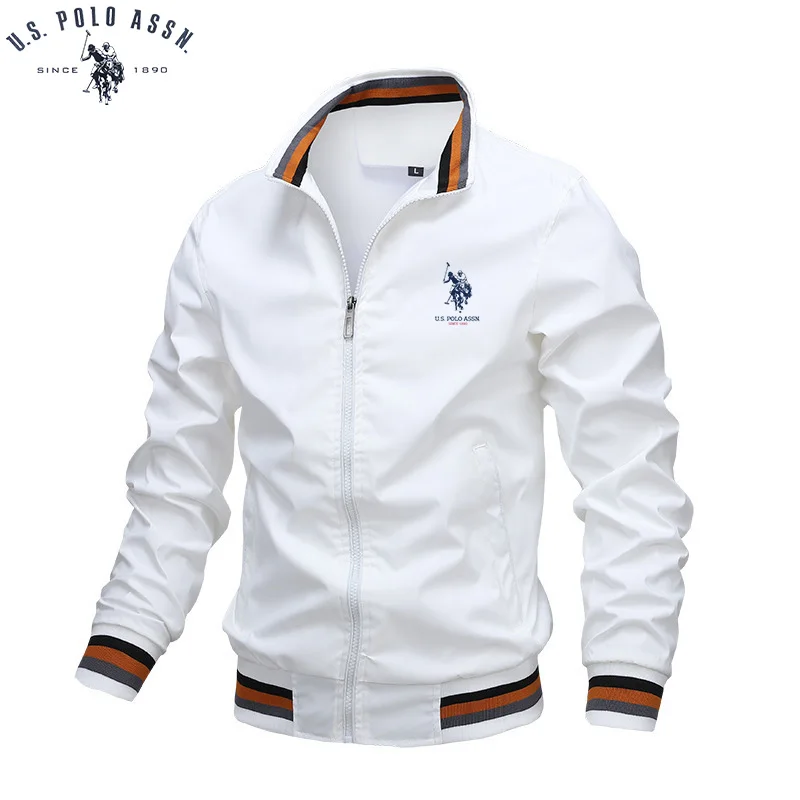 POLO estadounidense ASSN. DESDE 1890 Chaqueta de motocicleta para hombre, chaqueta deportiva informal de moda para exteriores, ropa de protección solar con cremallera