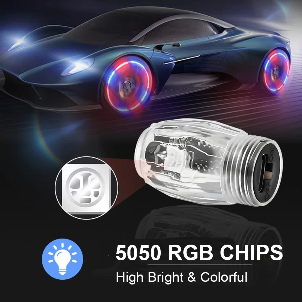 2/4Pcs LED Motorcycle Stying Light Car Decor Lighting Air Nozzle Lamp Ambient Colorful Decoration Vibration Sensor USB Charging