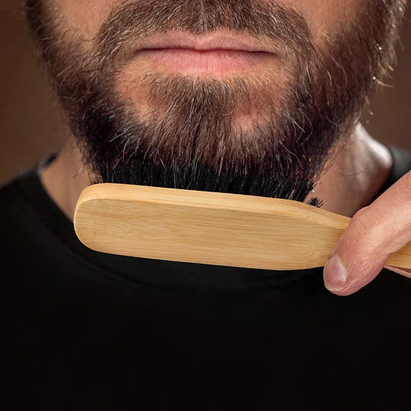فرش لحلاقة اللحية بمقبض خشبي للرجال ، فرشاة تنظيف الشعر الخشن ، فرشاة حلاقة مضادة للساكنة ، مشط تصفيف الشعر ، فرشاة تصفيف الشعر