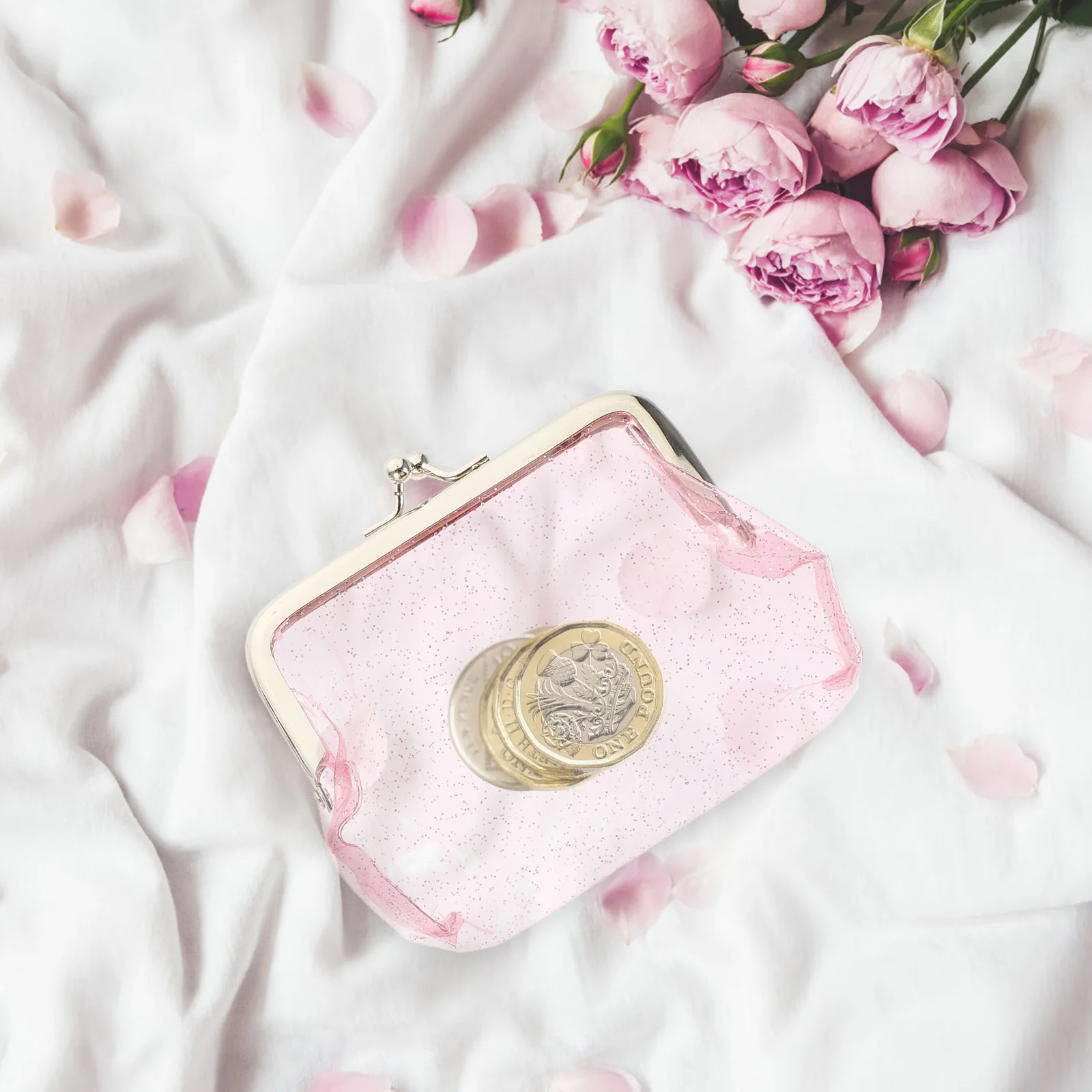 

3pcs Glitter Coin Wallet Clear Transparent PVC Small Portable Purse Women Mini Clutch Purses Storage Earphone Lipstick