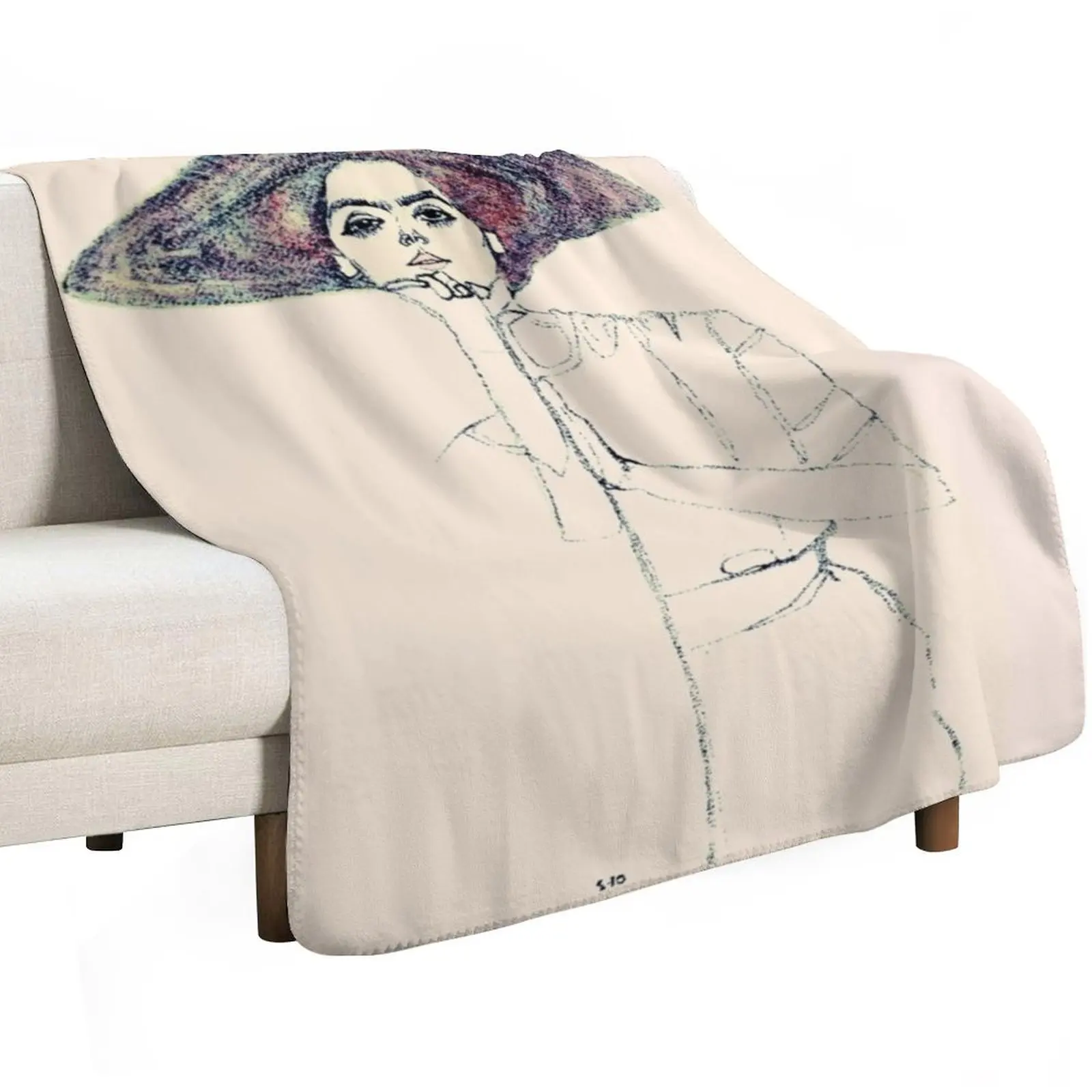 Egon Schiele Portrait of a Woman | Retro Portrait of a Girl Throw Blanket Thin Soft Blanket for Summer Night Sleeping