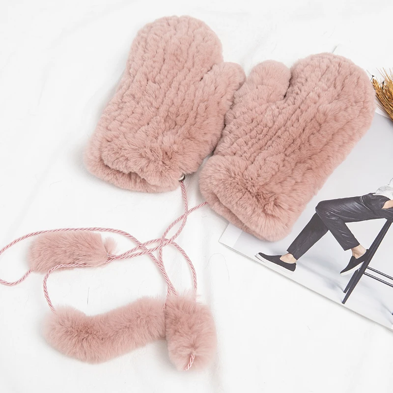 Guanti invernali Pelliccia di coniglio Luxury Brand Donna 2025 Nuovo genuino solido pelliccia di coniglio russa Guanti invernali femminili Guanti Guanti caldi