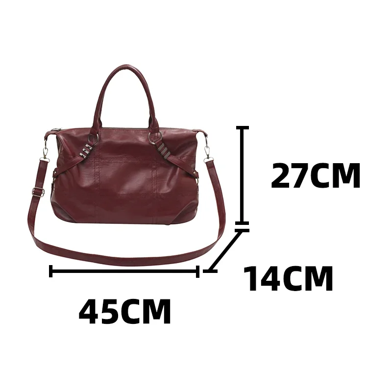 Wine Red Handbag for Women Large Capacity Pu Leather Ladies Armpit Shoulder Bags Sewing Thread Pattern Female Hobo Crossbody Bag