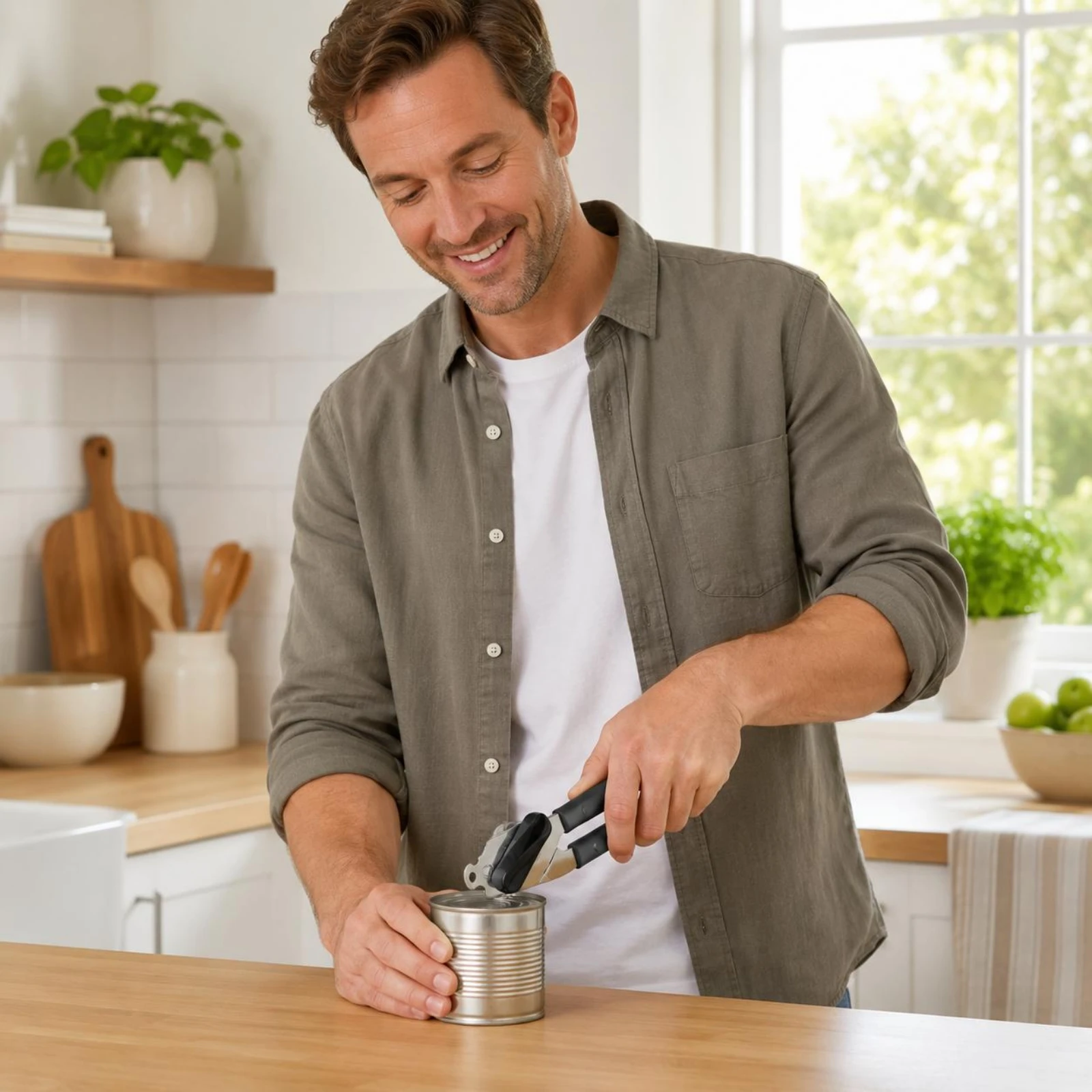 

Manual Can Opener Metal Cutting Head Clamp-Design Can Opener Kitchen Tool Easy to Use No Sharp Edges