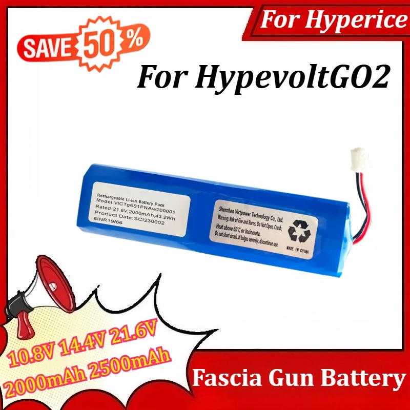 10.8V 14.4V 21.6V 2000mAh 2500mAh Fascia Gun Battery for Hyperice HypevoltGO2 Rechargeable Battery
