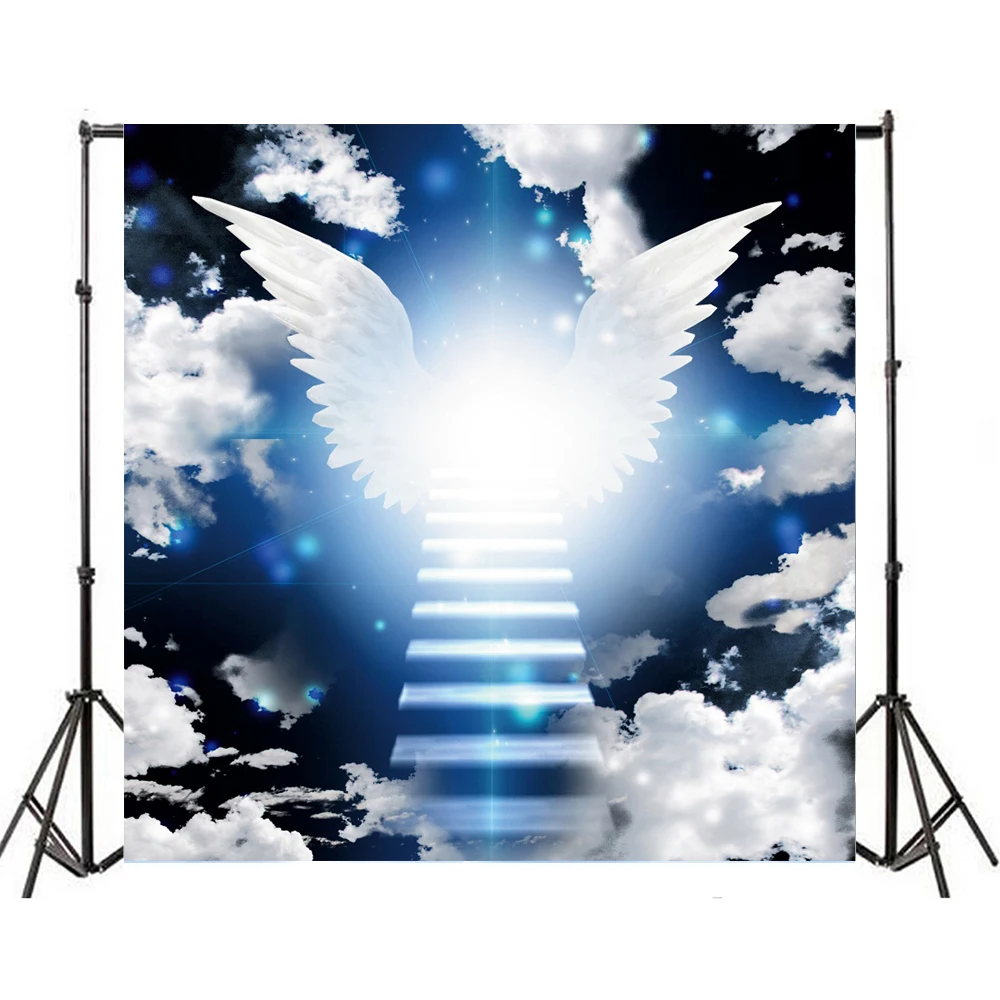 Laeacco Wonder Shining Cloudy Stair To Heaven Photography Background For Photo Studio Customized Photo Backdrops