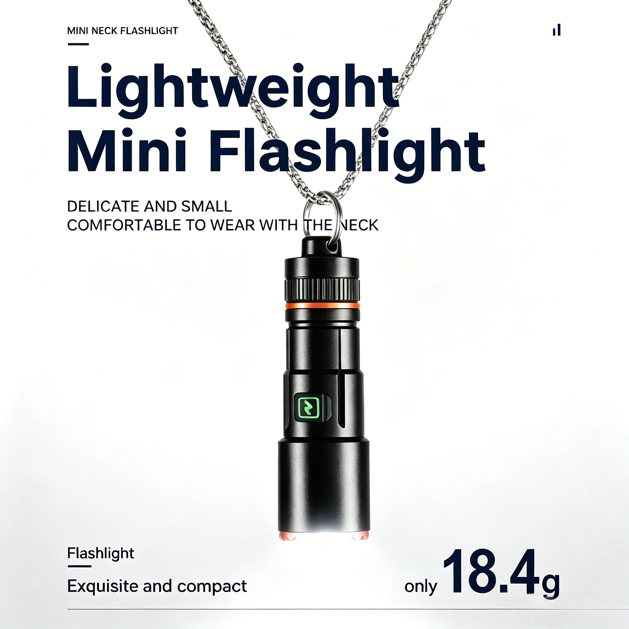 

Portable Dimmable EDC Necklace Flashlight with XHP35 LED, 6 Modes, Type-C Charging for Everyday Carry