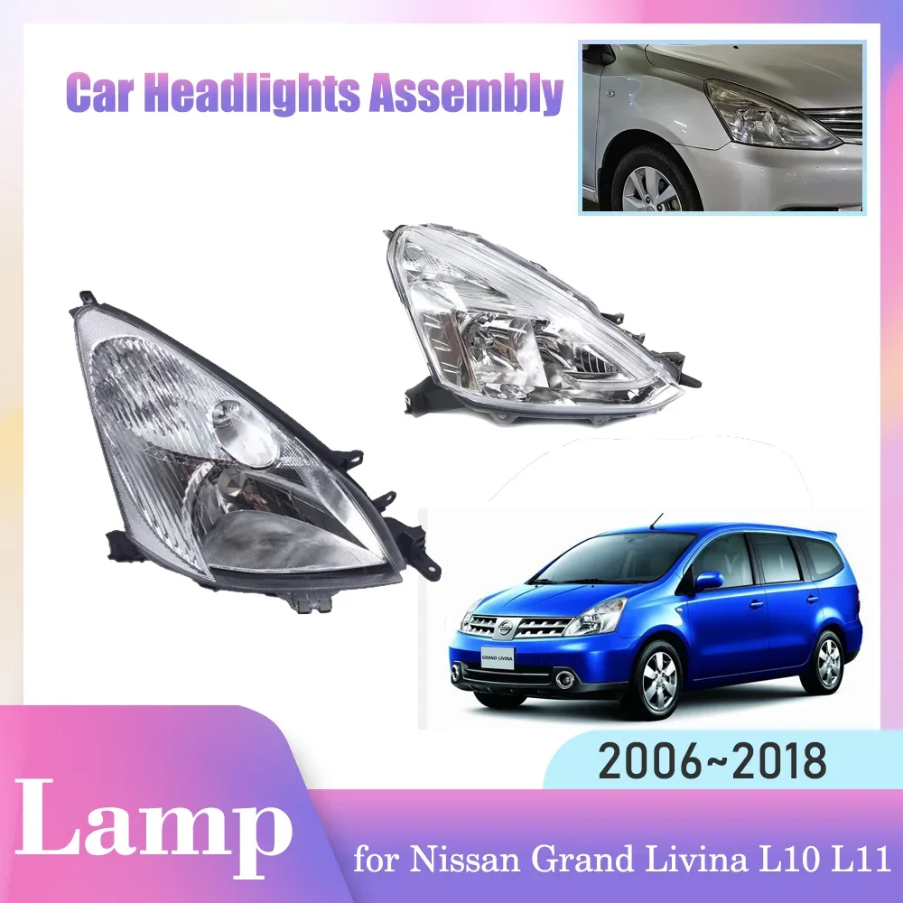 

Car Headlights Assembly for Nissan Grand Livina L10 L11 2006~2018 2007 Fog Light Halogen Corner Side Lamp Warning LED Accessorie