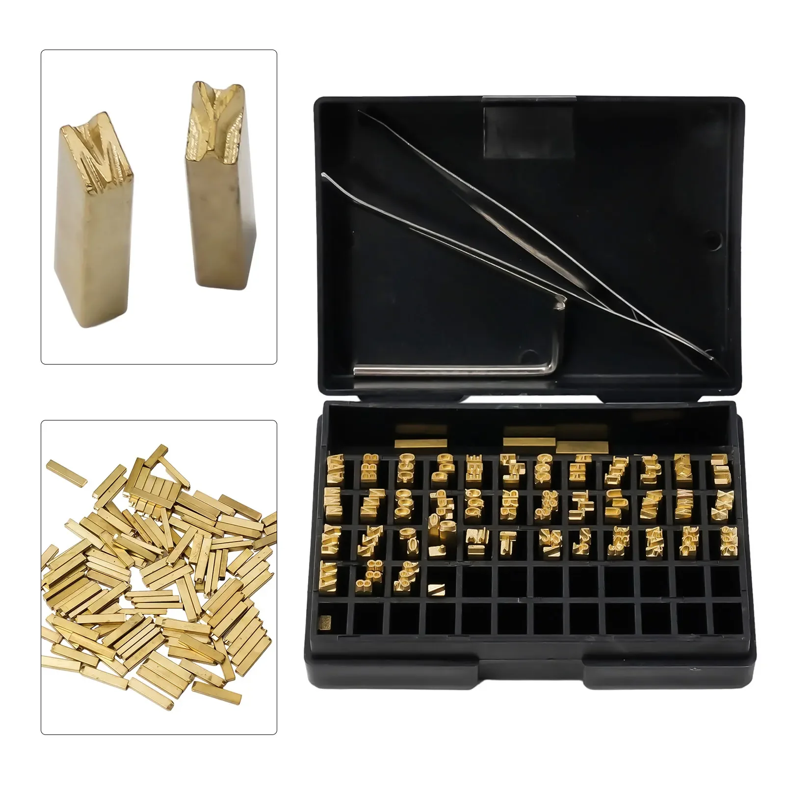 Imagem -02 - Hot Stamp Copper Letters Thermal Ribbon Printing Font Coding Machine Word Grain para Print Production Date Lote 2x3x15 mm 120 Pcs