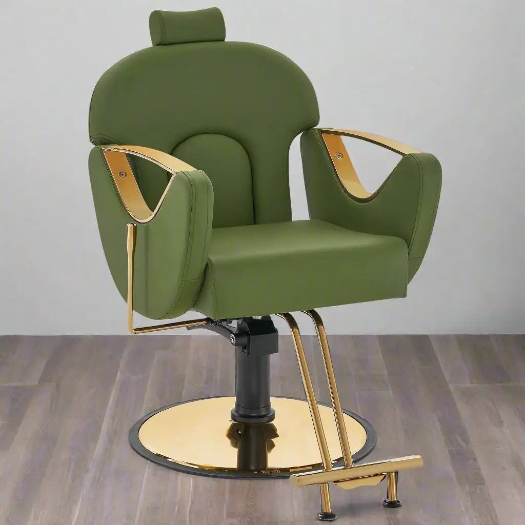 Luxurious Classic Barber Chair Hydraulic Pump Recline Beauty Spa Styling Salon for Hair Stylist Equipment 9578 (Green)