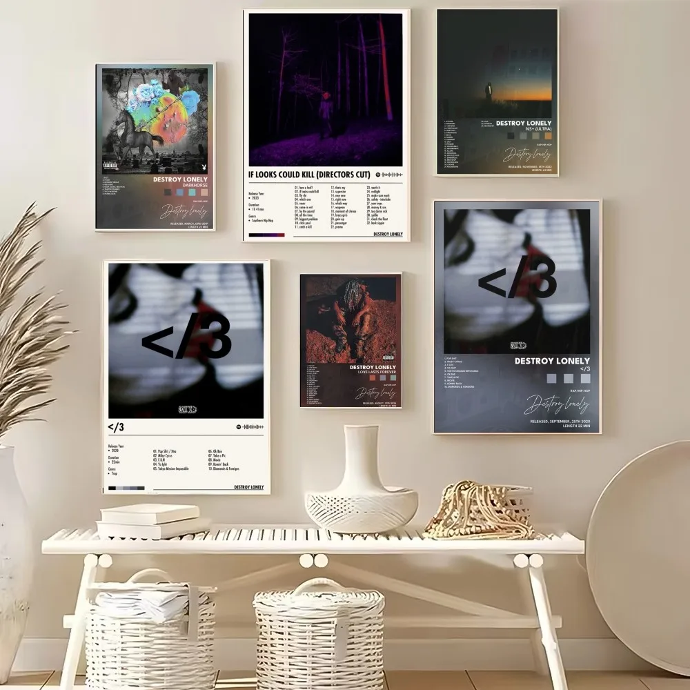 Singer Rapper D-Destroy Lonely Album Poster HD Self-Adhesive Wall Art for Living Room Bedroom No Fade Modern Home Decor Stickers