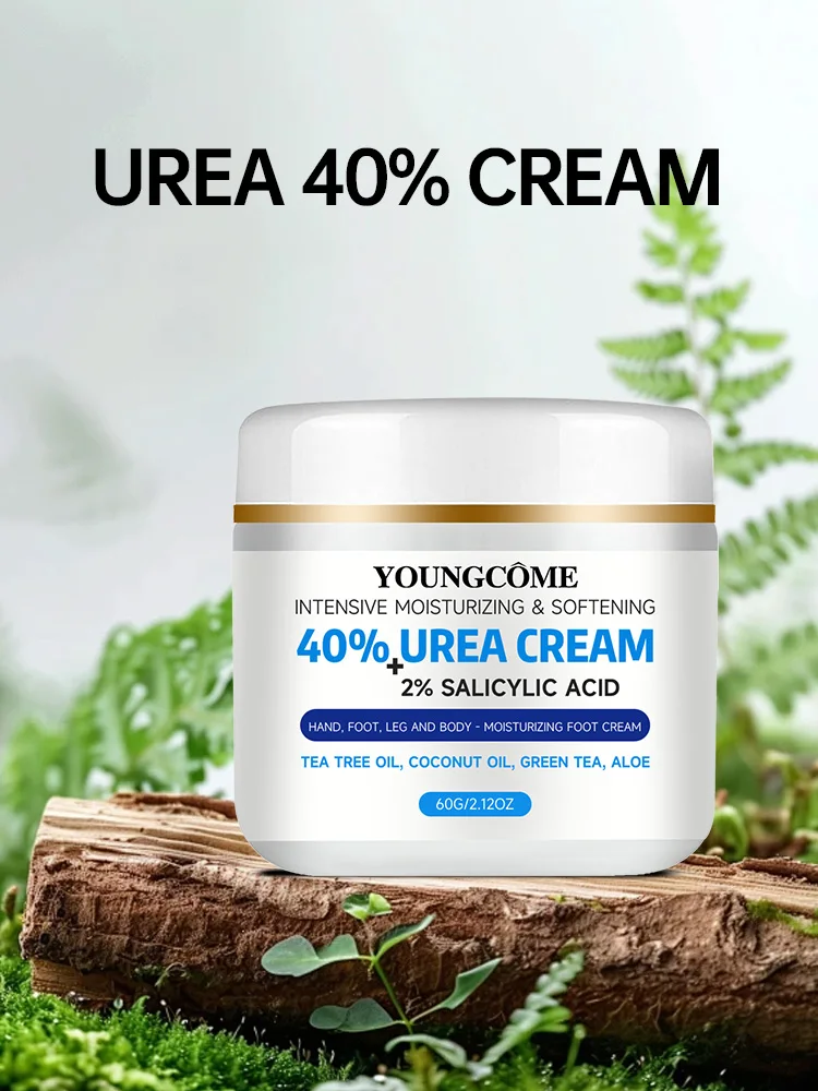 Crème pour les pieds Crème d'urée 40 % plus Acide salicylique 2% pour adoucir les pieds fissurés - Solution de soin quotidienne exfoliante douce et hydratante