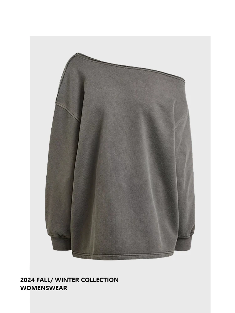 

Forever 2 oulder Bared Loose Fit Hoodie Women's Spring New Sle Street Faion Casual Comfortable Long Sve Top