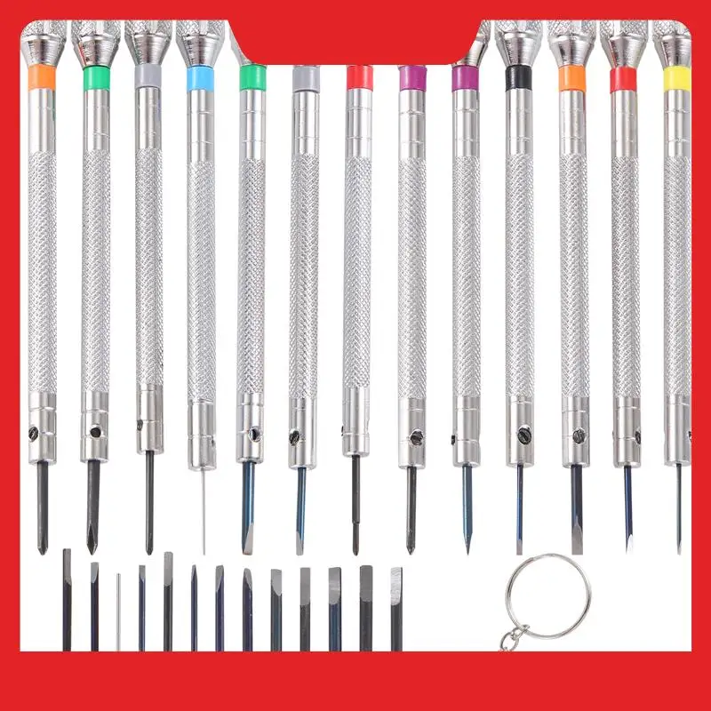 A32HOT-13 Pieces Mini Precision Watch Screwdriver Jeweler Watch Screwdriver Set 0.6-2.0 Mm With 13 Extra Replace Blades