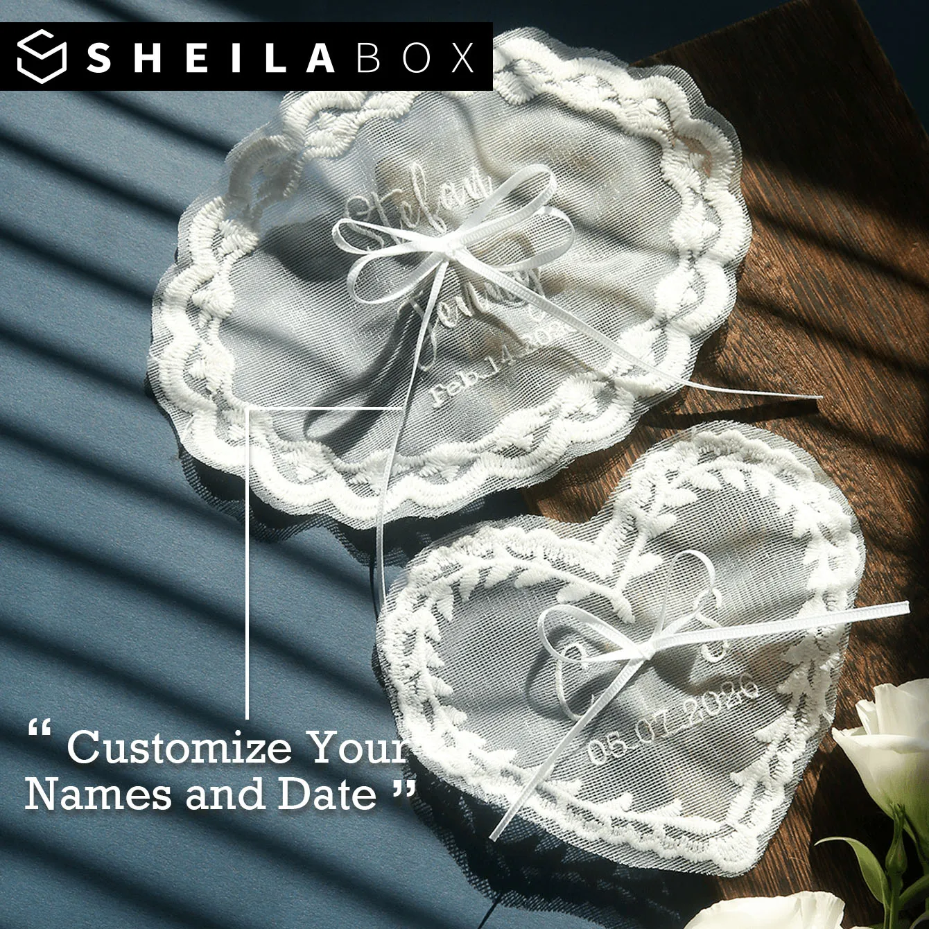 Кружевное свадебное платье Sheilabox с вышитой лентой и именной вышивкой, пригласительная открытка, элегантная этикетка для сервировки стола, декор, подарки
