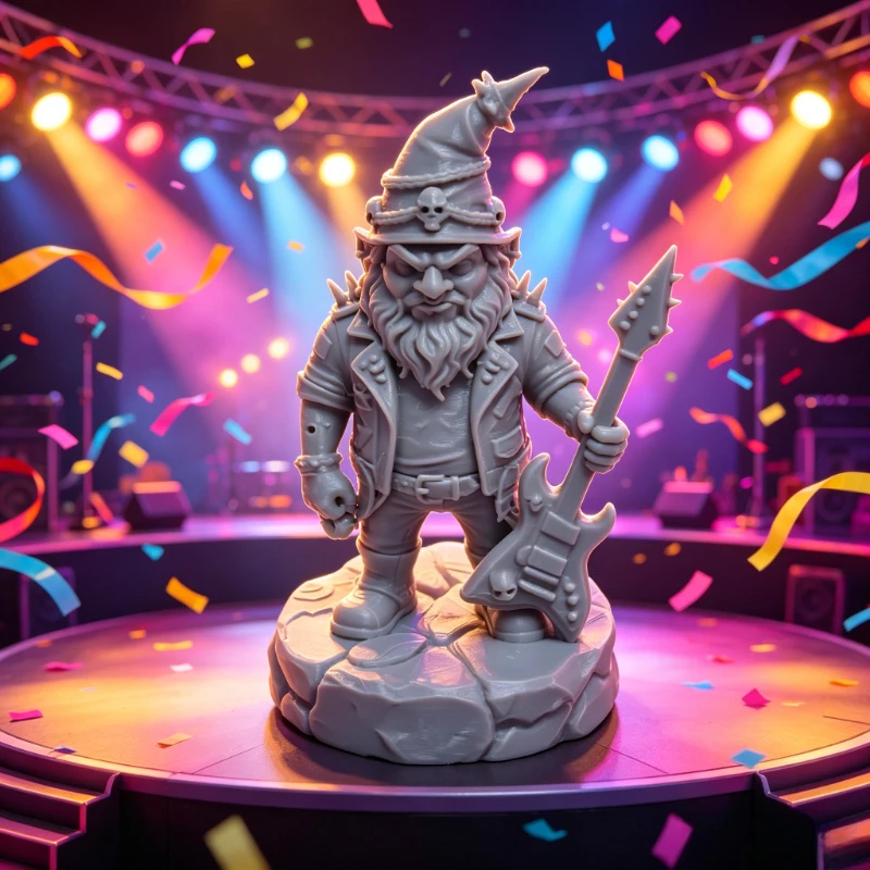 3D Printing Guitar - Figur Gitar Penyihir Kerdil Rockstar, Patung