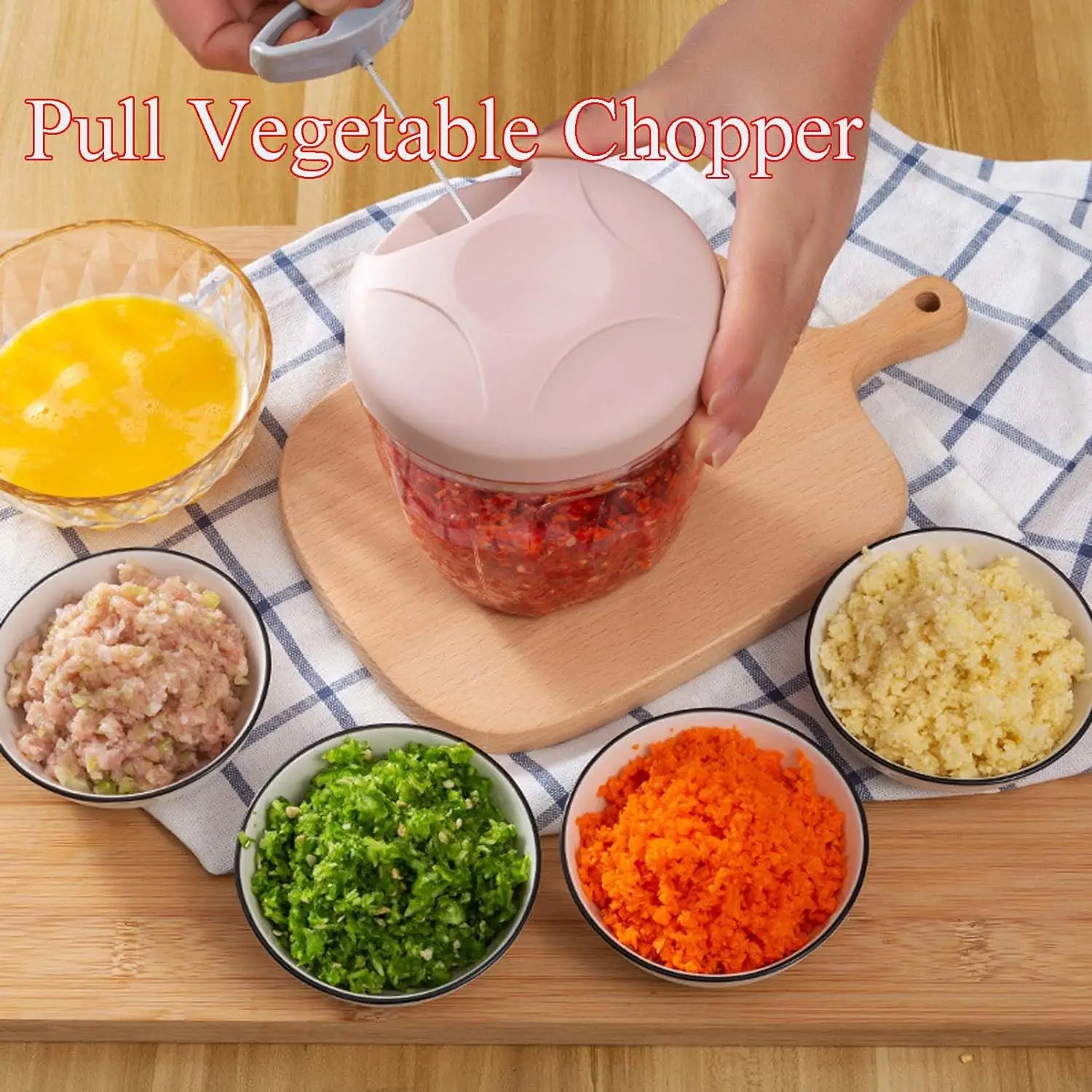 500/900ML Manual Chopper Household Garlic Onion Masher Food Vegetable Quick Cutting Meat Grinder Kitchen Tool Accessories