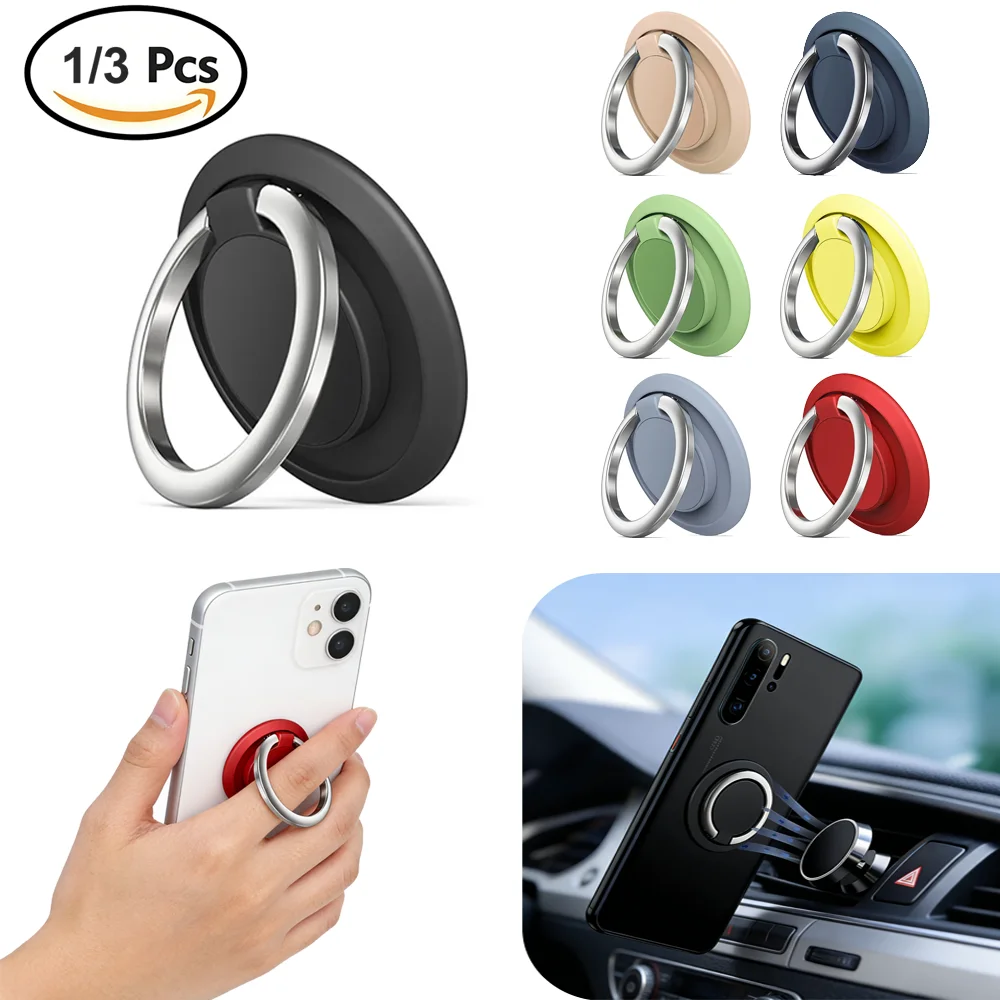 1/3PCS Universal 360° Rotatable Mini Finger Ring Holder Stand Magnetic Phone Grip for Mobile Phone Car Magnetic Mount
