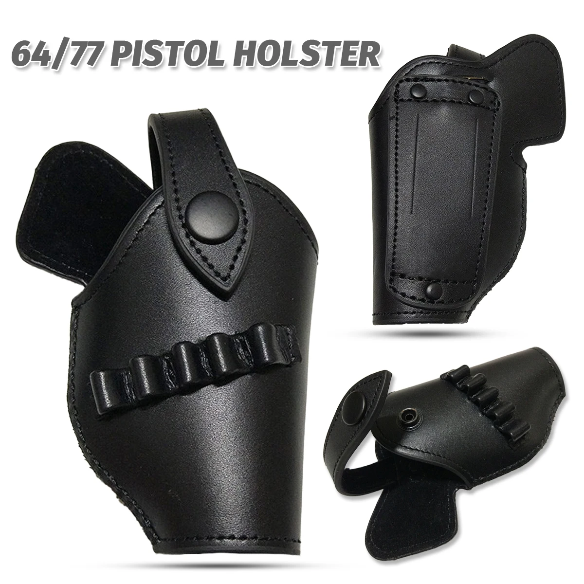 

64/77 Tactical Pistol Holster Waist Leather Handgun Quick-Draw Holster for Outdoor Hunting Airsoft Shooting Film Movie Props