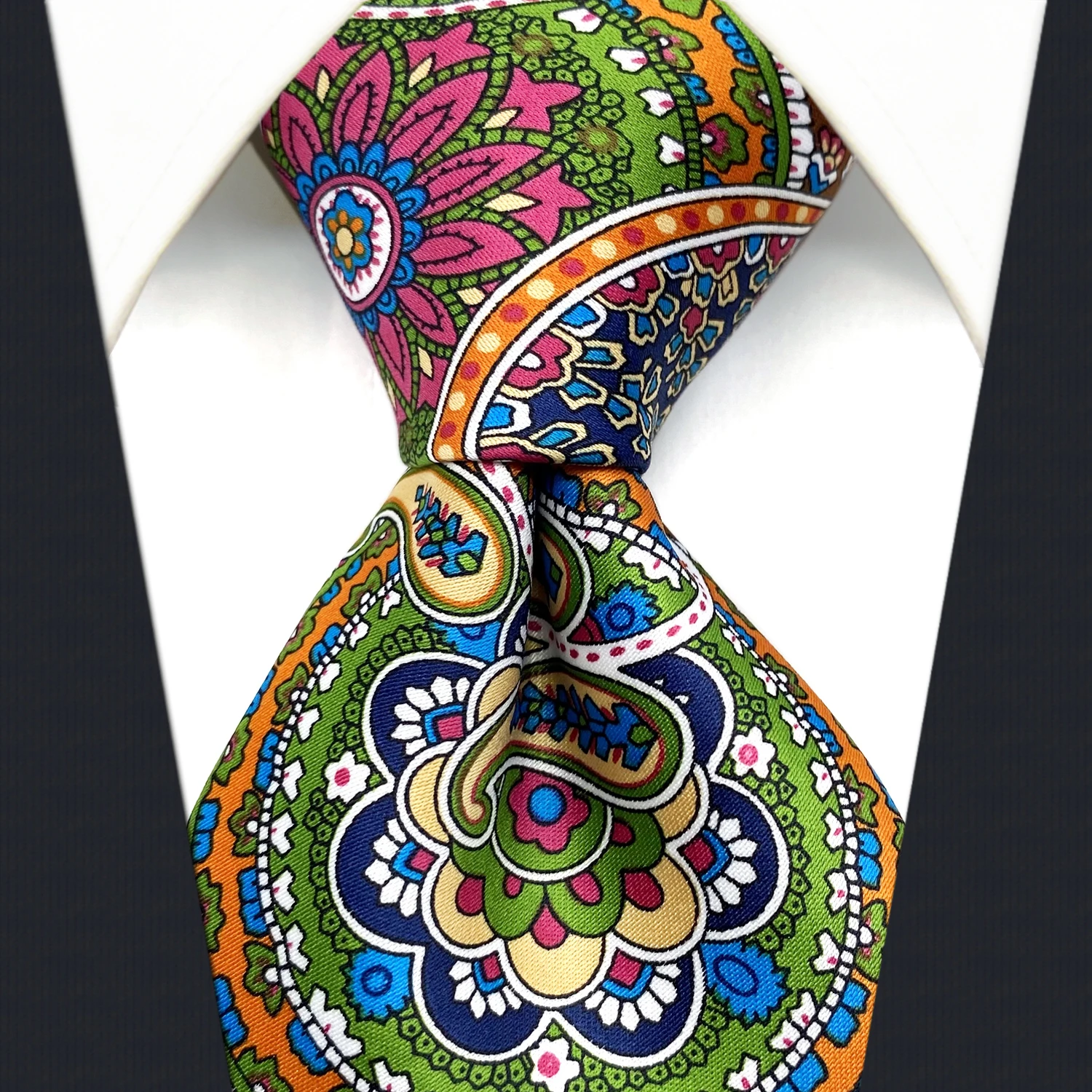 U31 Multicolor Geometric Mens Necktie Silk Fashion Printed Handmade Designer for Ties Gift Wedding Party