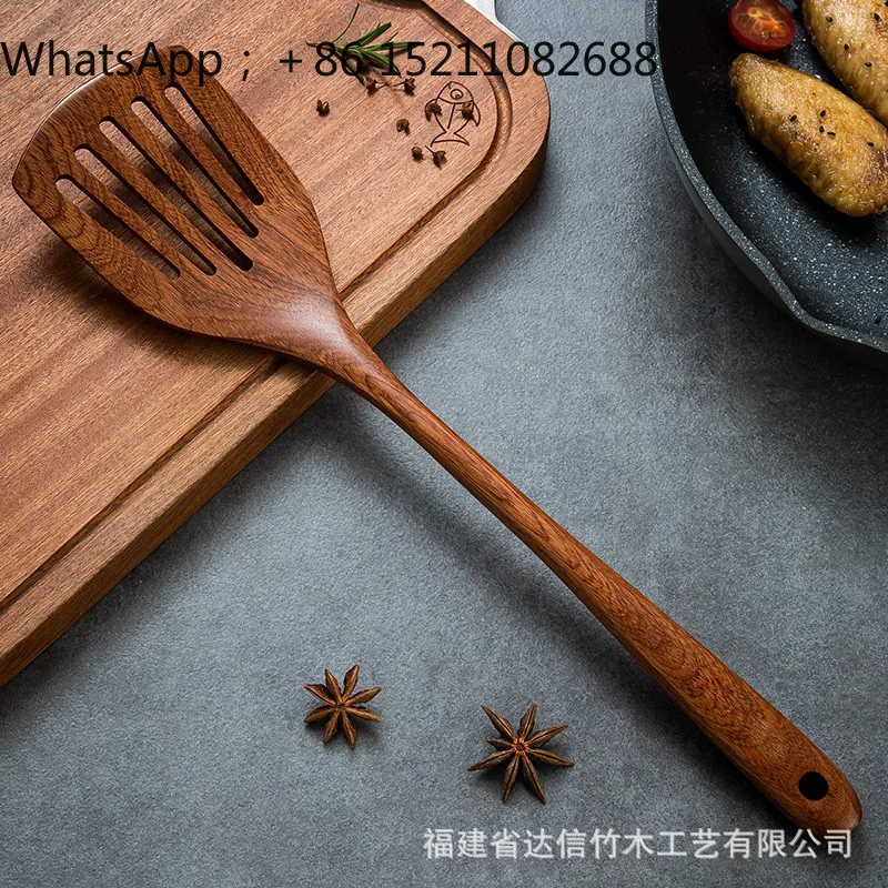 LLY retro ebony shovel spoon set non-stick pan special wooden long handle kitchen utensils paint-free household