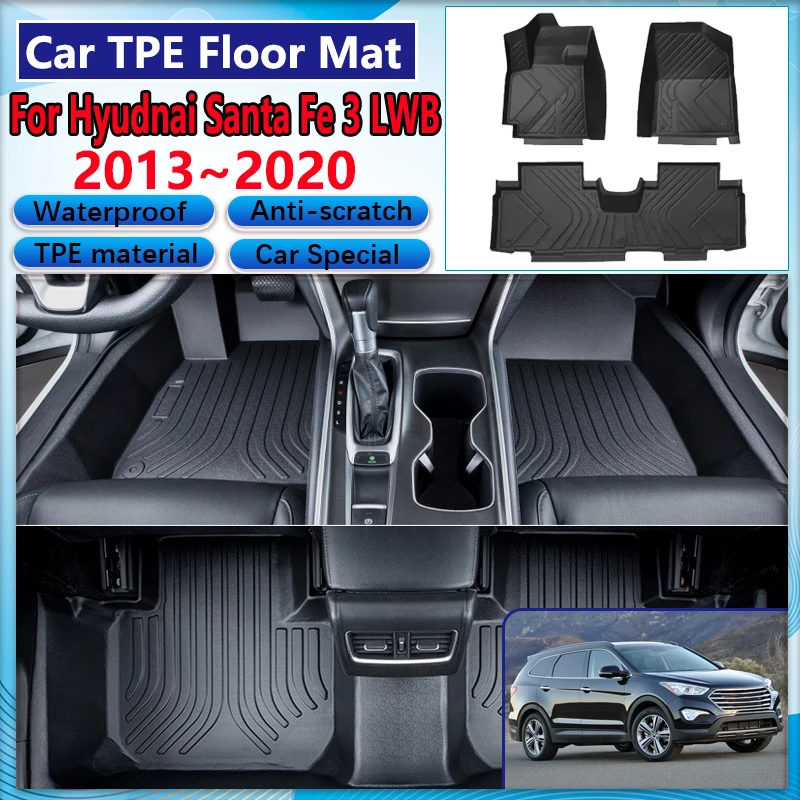 

Для Hyundai Santa Fe аксессуары NC LWB Maxcruz XL 2013 ~ 2020 автомобильный напольный коврик грязеотталкивающий грязевой ковер полный TPE подушка для ног