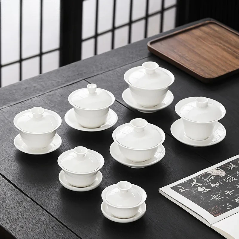 

Dehua Gaiwan Kung Fu Tea Gaivan Ceramic Tea Cups White Porcelain Tool Cup Cover Bowl Oolong Chinese Supplies Maker Set Gai Wan