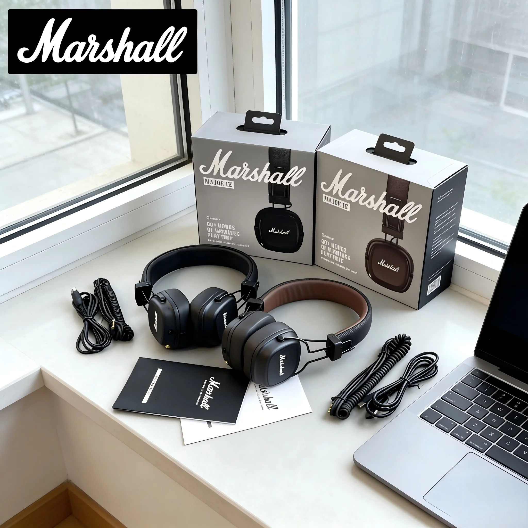 Беспроводные наушники Marshall Major IV 4 On-Ear, складные Bluetooth-наушники с мощными басами, для музыки и спорта, с микрофоном
