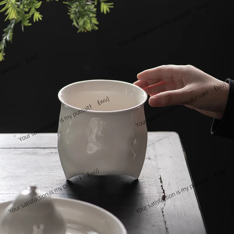 Japanese Plant Wood Gray Glaze Jianshui Household Large Capacity Tea Washing Tea Residue Wastewater Tank Ceramic Water Bowl