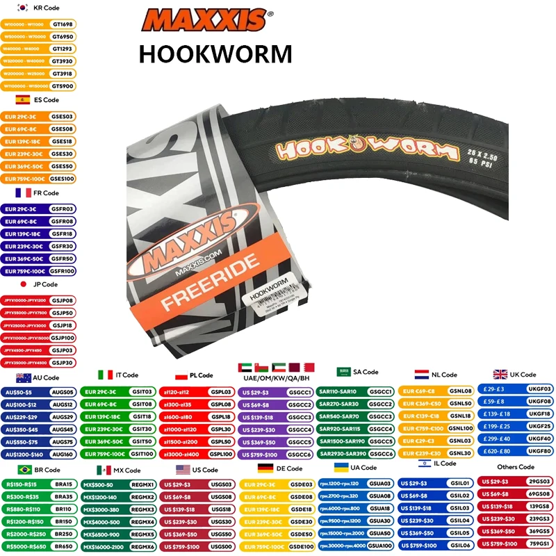 MAXXIS HOOKWORM Steel Wire Tire 20x1.95 110 PSI 24x2.5/26x2.5/29x2.5/27.5x2.5 65 PSI URBAN FREERIDE Original MAXXIS Bicycle Tire